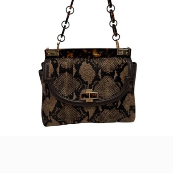 Tory Burch Handbags - Tory Burch Black and Brown Snake Print Shoulder Bag